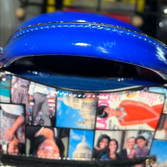 Colorful Collage Handbag with Blue Accents - Picture 3 of 9